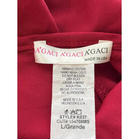 A'GACI Womens L Red Open Back Tie Sheer Embellished Blouse FairyCore - Picture 3 of 8
